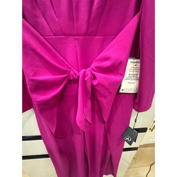 Adrianna Papell Hot Orchid Tie-Front Crepe Jumpsuit Size 12 Long Sleeve V-Neck M - Picture 6 of 8